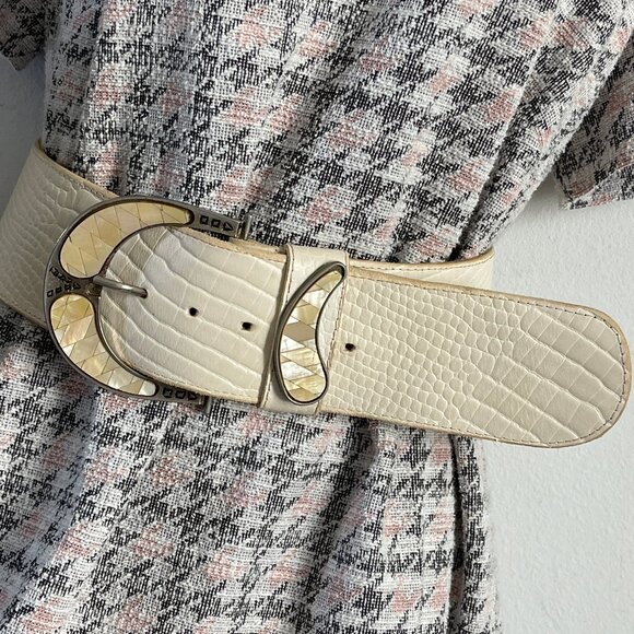 Aviator Accessories - AVIATOR by Adelfio made in Italy Vintage Mother of Pearl belt Women's wide belt